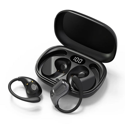 Bluetooth 5.4 Ear Hook Headphones – TWS Wireless HiFi Stereo Waterproof Earbuds with LED Display, Touch Control & Long Battery Life