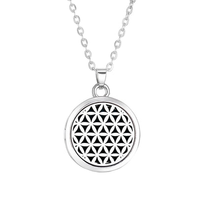 Tree of Life Aromatherapy Necklace – Stainless Steel Essential Oil Diffuser Locket Pendant