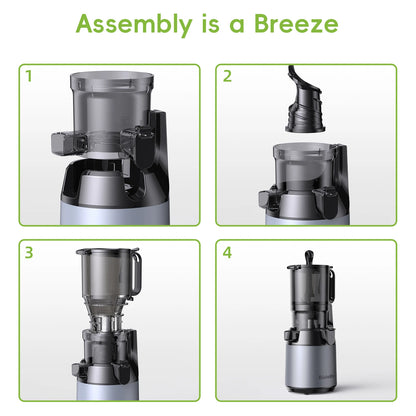 BioloMix Cold Press Juicer — 130mm Feed Chute, Whole Fruit & Veg, High Yield BPA-Free Slow Masticating Juicer