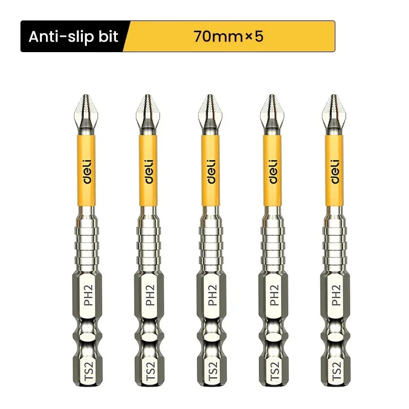 5PCS High Hardness Magnetic Phillips Drill Bit Set, Non-Slip Cross Head Screwdriver Bits 25–150mm for Electric Drill & Hand Tools