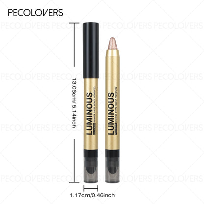 Dual-Ended Waterproof Eyeshadow Stick – Smudge-Proof Glitter and Matte Eye Makeup with Sponge Applicator