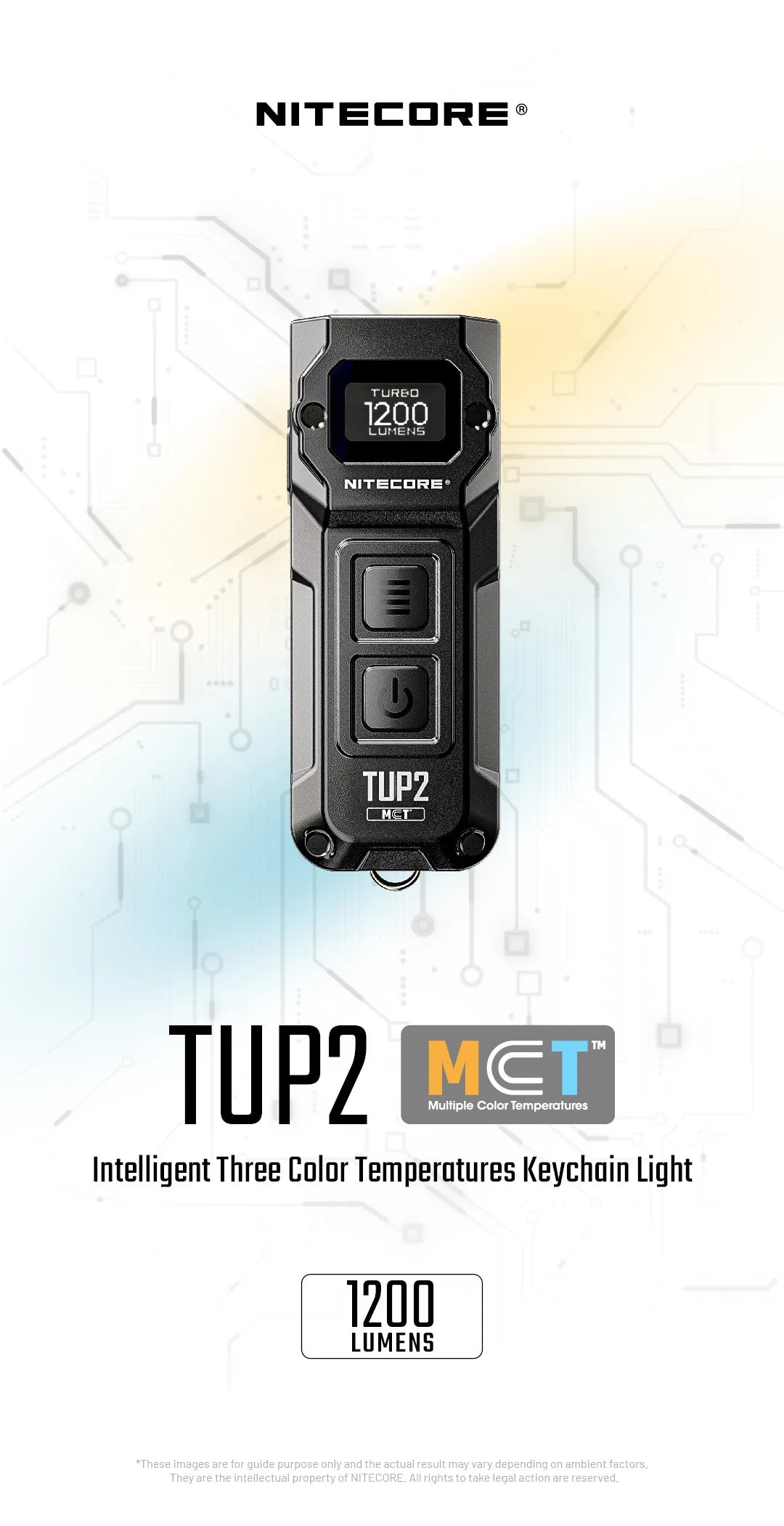 NITECORE TUP2 Mini EDC Keychain Flashlight – USB-C Rechargeable 1200 Lumen for Camping