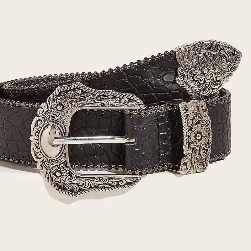 Unisex Jeans Belt — Goth Y2K Designer Punk Accessory, High-Quality Luxury Black Waistband 3.8cm for Men & Women
