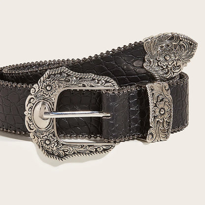 Unisex Jeans Belt — Goth Y2K Designer Punk Accessory, High-Quality Luxury Black Waistband 3.8cm for Men & Women