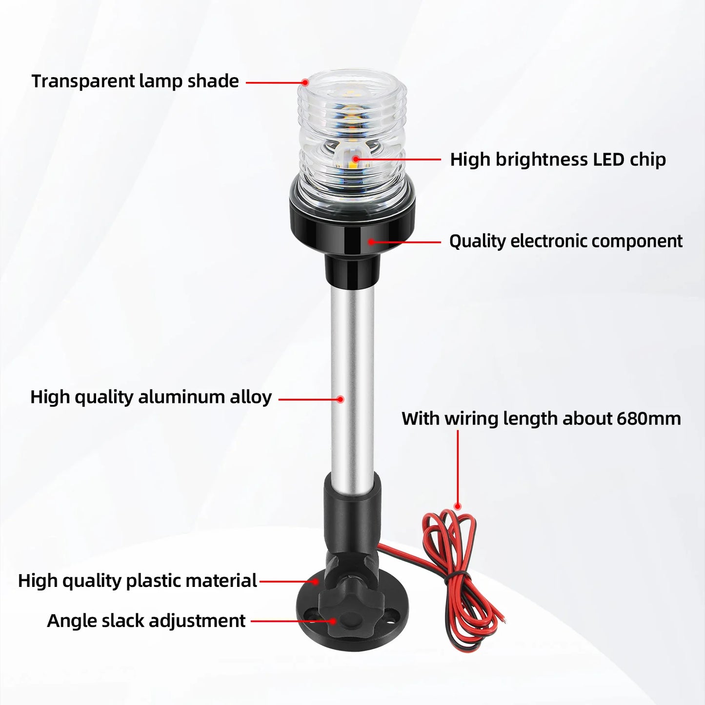 12V/24V LED Boat Navigation Light – 360° Fold Down Marine Signal Anchor Light for Yacht & Sailing