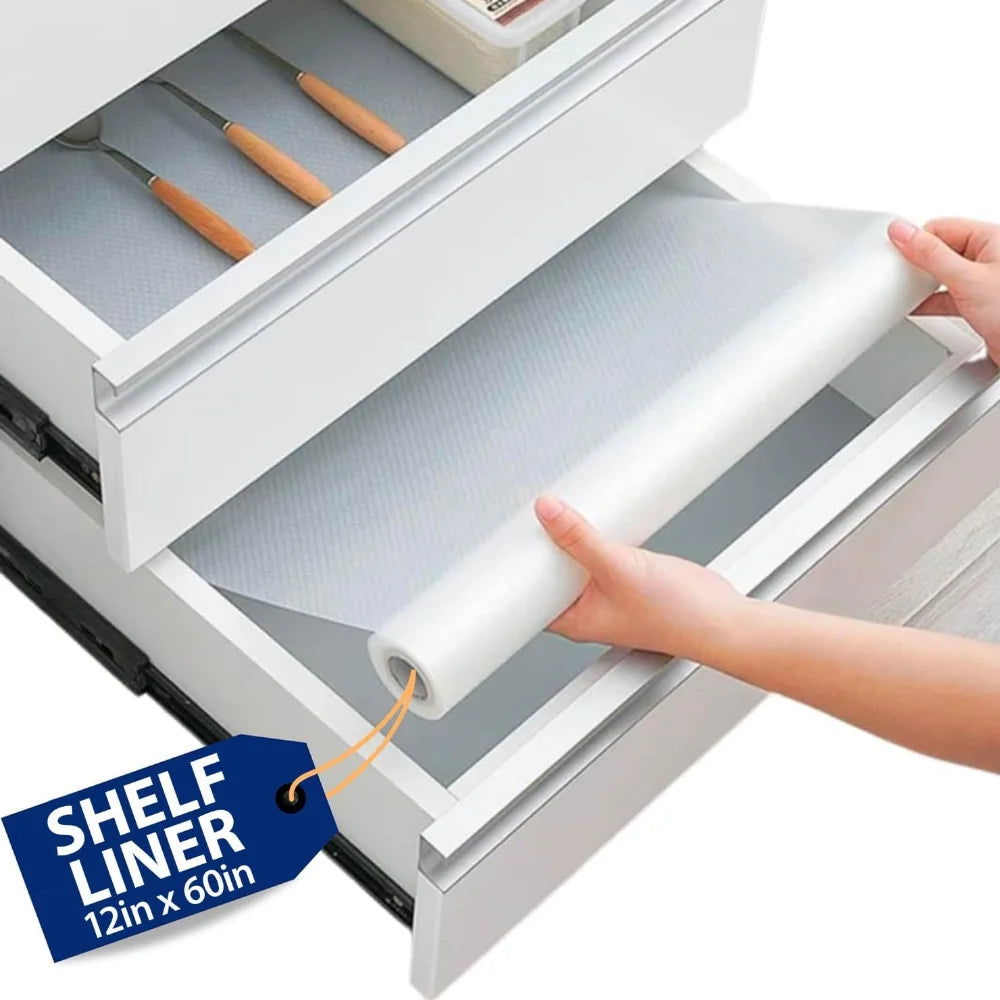Non-Slip Waterproof Shelf Liner – Easy Clean Drawer & Kitchen Cabinet Liner, Cupboard Mat
