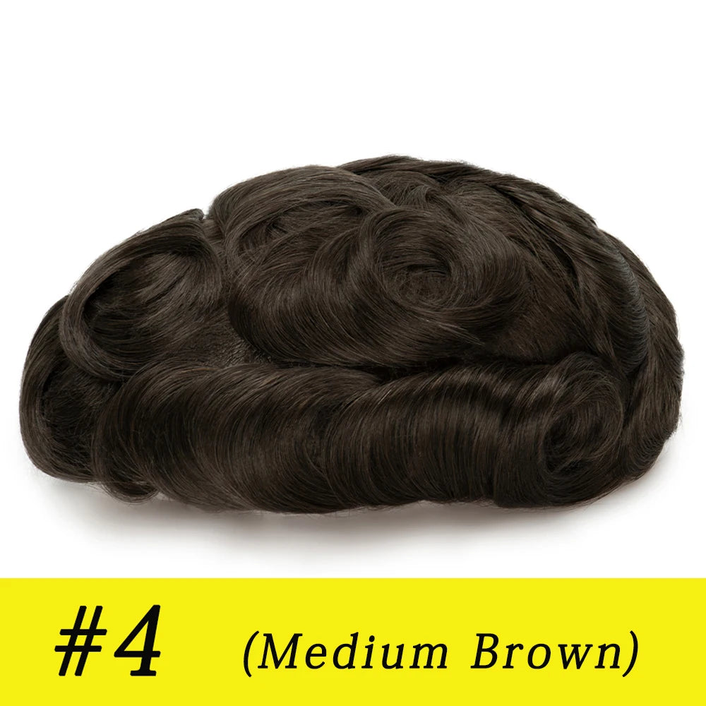 Ultra Thin Skin 0.03mm Men’s Toupee Human Hair Wig – Natural Hair Replacement System Lightweight Male Hairpiece