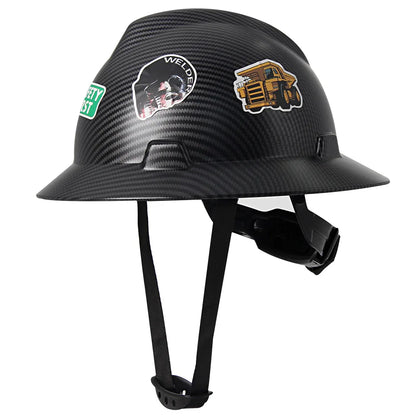 Full Brim Safety Helmet - Lightweight ABS Construction Hard Hat with ANSI Protection & 50 Waterproof DIY Stickers