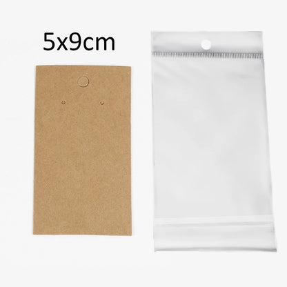 50 Sets Earring & Necklace Display Cards with Self-Seal Kraft Paper Bags – DIY Jewelry Packaging