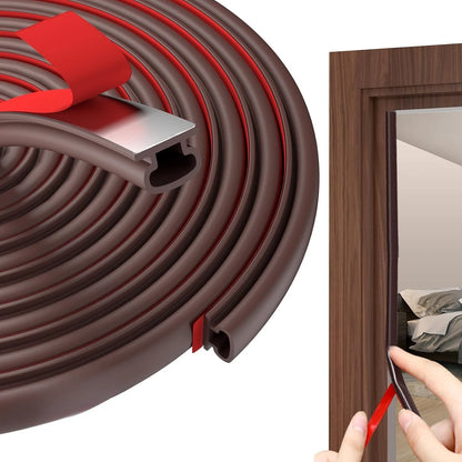 Self-Adhesive Door Seal Strip - 6M Rubber Soundproof Weather Stripping for Windows & Door Frames, Hollow Gap Filler Insulation