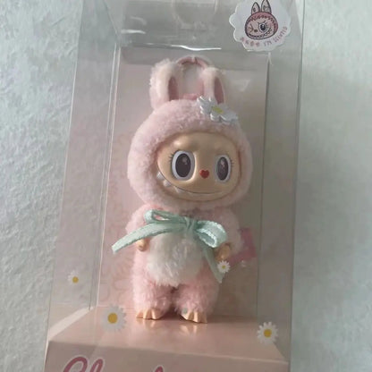 Mokoko Sweetheart Pink Labubu Doll Pendant — Cute 1:1 Replica Ornament, Christmas Gift for Kids