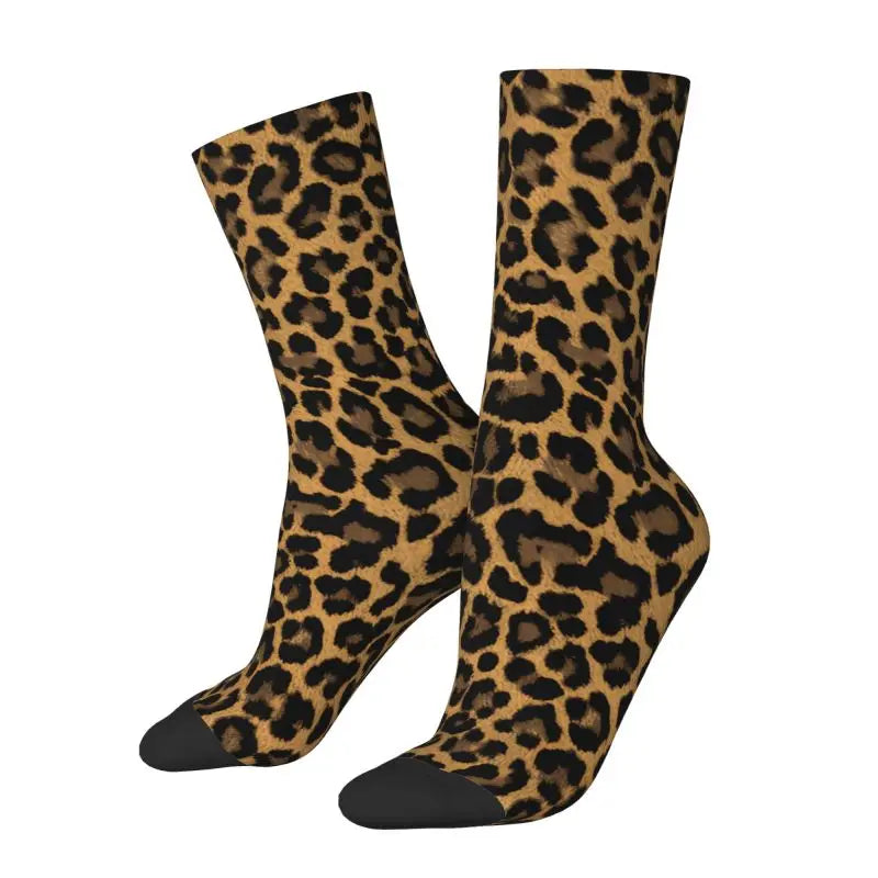 Custom Funny Leopard Print Socks – 3D Animal Cheetah Pattern Warm Sports Socks for Men & Women