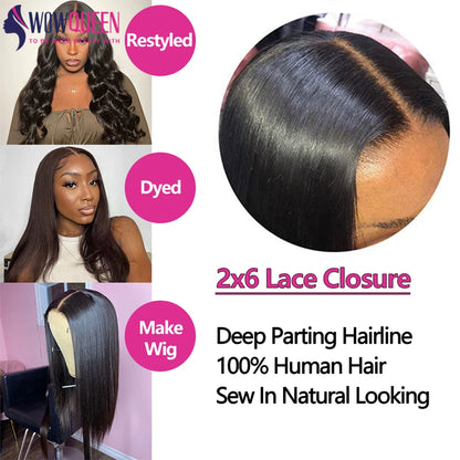 Straight Human Hair Bundles With Closure - Raw Brazilian Hair Extensions 2x6 4x4 13x4 Transparent Frontal Weave Set