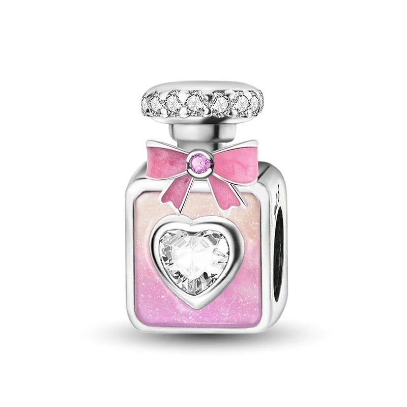 925 Sterling Silver Paw Heart Charm - Zircon Red Love Pendant Bead for DIY Bracelets & Women’s Fine Jewelry
