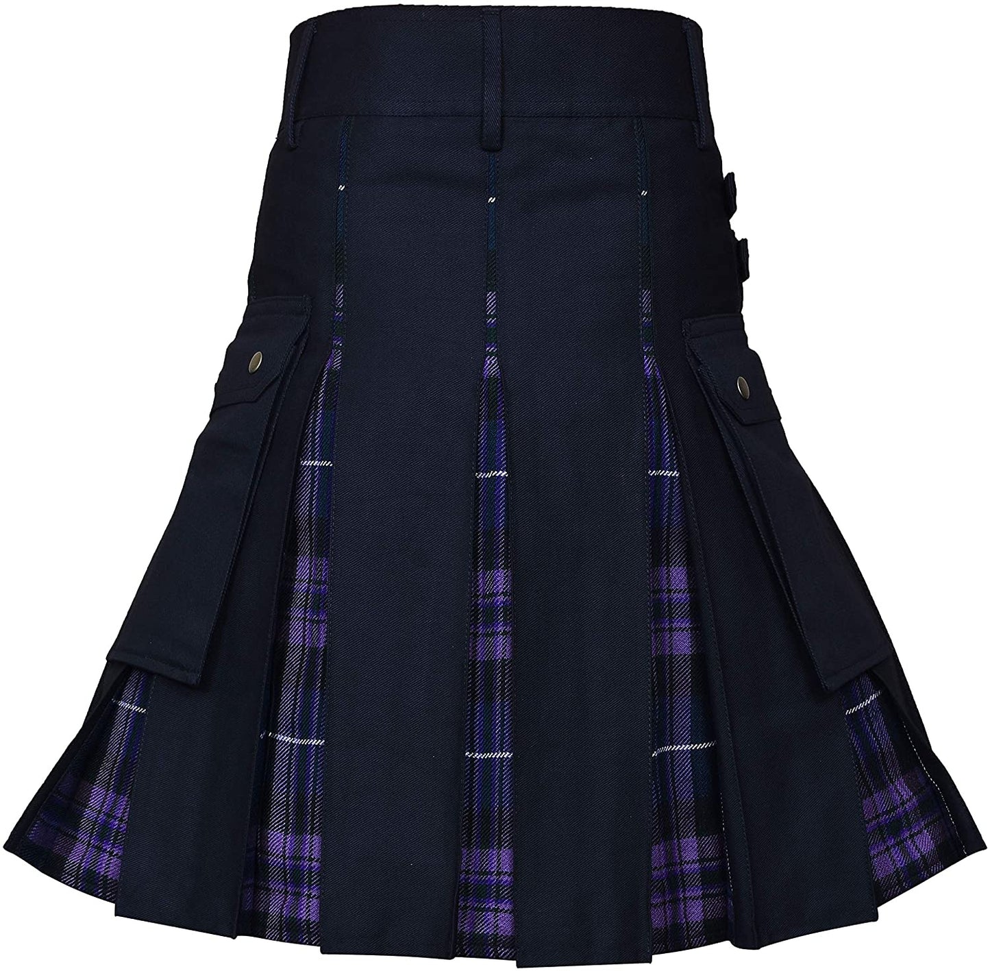 Men's Utility Kilt – 100% Cotton Jeans Hybrid with Modern Box Pleated Tartan, Traditional Design