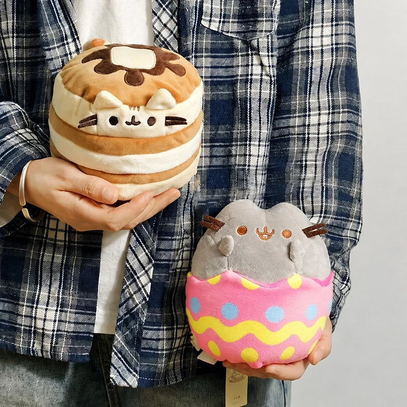 Pusheen Cat Figure and Plush Pillow - Cute Anime Desk Decor, Fluffy Cushion Ornament, Birthday Gift for Cat Lovers and Pusheen Fans