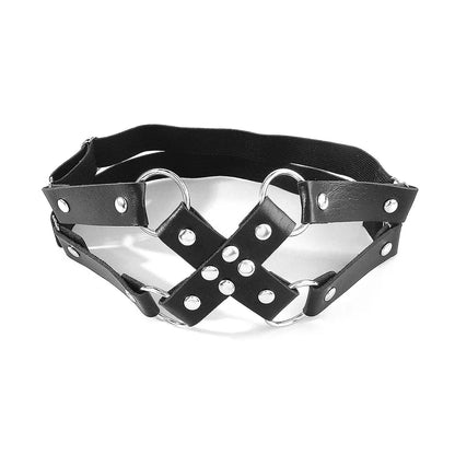 Gothic Punk X-Shape Black Leather Thigh Garter – Sexy Rock Leg Harness for Women & Girls