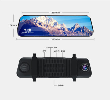 E-ACE 10'' 4G Android Dash Cam – FHD 1080P Dual Lens Rearview Mirror DVR with ADAS & Streaming