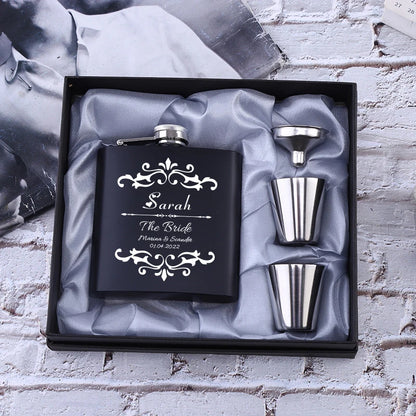 Personalized 6oz Stainless Steel Hip Flask – Engraved Christmas, Birthday, Valentine's Day Gift, Custom Logo for Wedding Favors   2/2