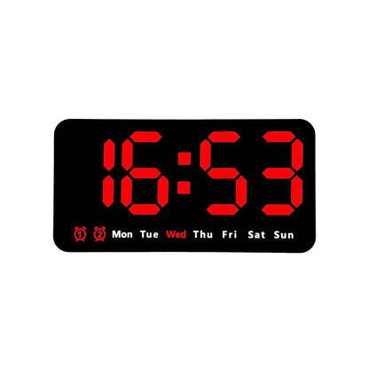 Voice Control Large Digital Wall Clock – LED Display with Temperature, Date, Week, DST, Snooze, Dual Alarm, 12/24H, Wall-Mounted or Table Use