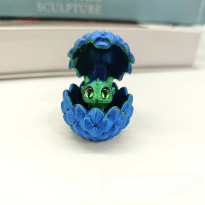 3D Printed Dragon Egg Figures – Mini Dragon Fidget Toy with Simulation Eyes, Desktop Decor & Kids Gift