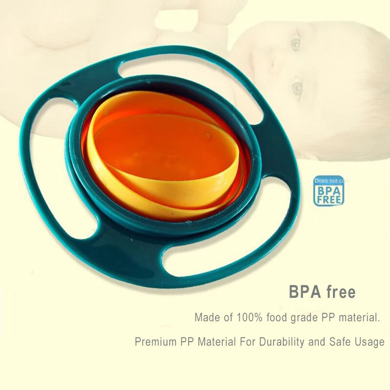 Universal 360° Spill Proof Gyro Bowl - Rotary Balance Feeding Dish for Babies & Kids