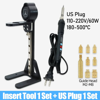 Heat Set Insert Tool Kit for 3D Printing – M2–M8 Brass Threaded Copper Nuts & Soldering Iron Tips