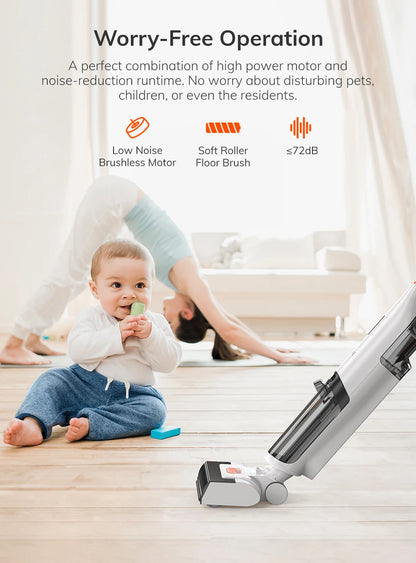ILIFE W90 Cordless Wet Dry Smart Mop – 5500Pa Suction, Self-Cleaning in 1 Minute, Large Dual Water Tank