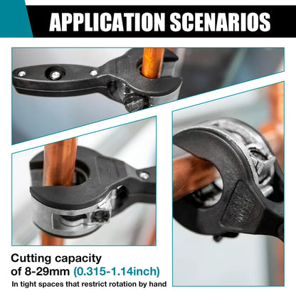 8–29mm Ratchet Tube Cutter – DIY Copper, Aluminum & PVC Pipe Cutting Tool with Deburring Accessories