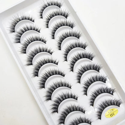 10 Pairs 3D Mink False Eyelashes – Soft Natural Cross Messy Dense Lash Extensions Makeup