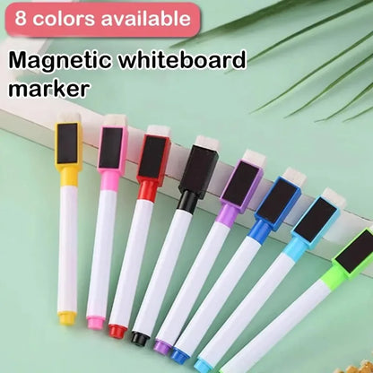 8pcs Magnetic Whiteboard Markers - Erasable Color Pens with Numbering for Office, School & Teaching Supplies