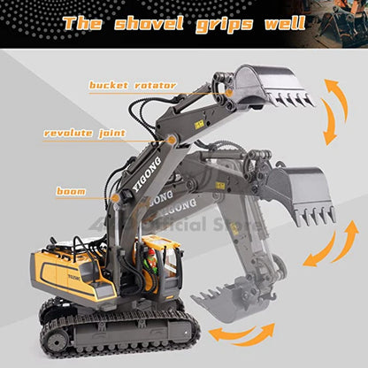4WD RC Excavator Alloy Dump Truck Bulldozer | Remote Control Construction Vehicle Toy for Kids