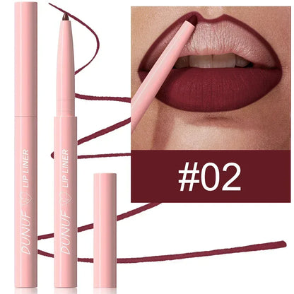 Matte Red Brown Lip Liner Pencil – Waterproof Slim Lip Contour Pen with Tapered Nib Long-Lasting Lip Stain