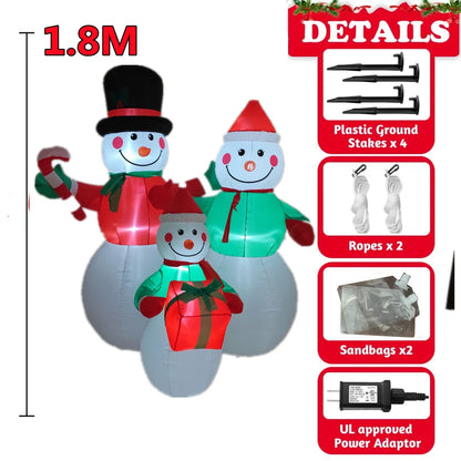 Inflatable Christmas Decorations – Tree, Snowman, Santa, Bear & Gingerbread Man with Built-in LED for Outdoor Garden & Party Decor