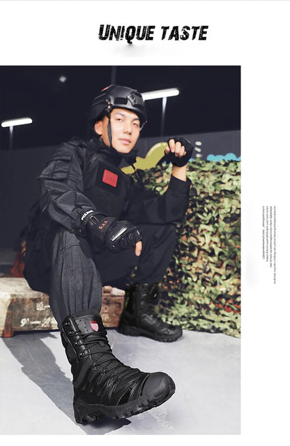Special Forces Desert Combat Boots - Men's Tall Wear-Resistant Tactical, Waterproof Training & Outdoor Mountaineering Sports Boots