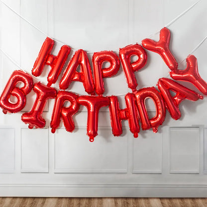 16-Inch Happy Birthday Foil Balloons Set – Pink & Blue Letter Balloons for Birthday Party Decoration