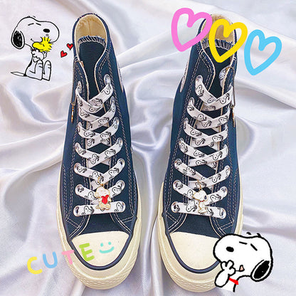 Snoopy Thick Flat Shoelaces – Non-Elastic Athletic & Casual Sneaker Accessories