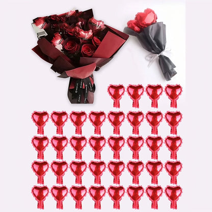 50PCS Red & Pink 5-Inch Mini Heart-Shaped Balloons – Silvery Aluminum Foil Set for Christmas, Valentine’s Day & Party Decorations