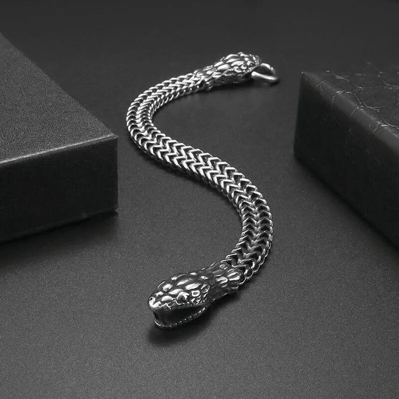 Ethnic Wind Dragon Bracelet – Vintage Silver Plated Cuff Bangle, Motorcycle Riding Charm Jewelry Gift for Men