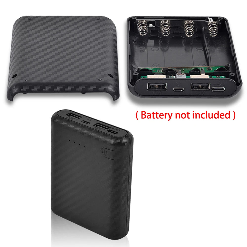 4x18650 Battery Charger Case - DIY Portable Power Bank Box with No-Solder Battery Assembly
