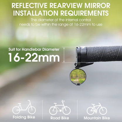 WEST BIKING Adjustable Bicycle Rearview Mirror – Universal Convex Handlebar End Mirror for MTB & Road Bikes