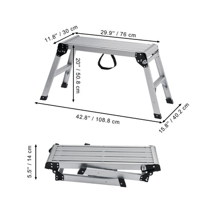 SucceBuy Folding Work Platform & Aluminum Drywall Stool – Heavy Duty Ladder with 330lb Load Capacity & Non-Slip Feet