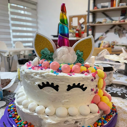 Rainbow Cake Toppers - Baby Shower, 1st Birthday, Unicorn Theme Party DIY Decorations with Cupcake Wrappers