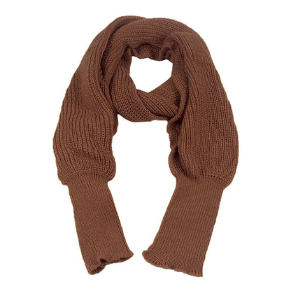 Solid Color Knit Shawl with Long Sleeves - Elegant Soft Warm Top, Elastic Wrap Scarf for Autumn and Winter