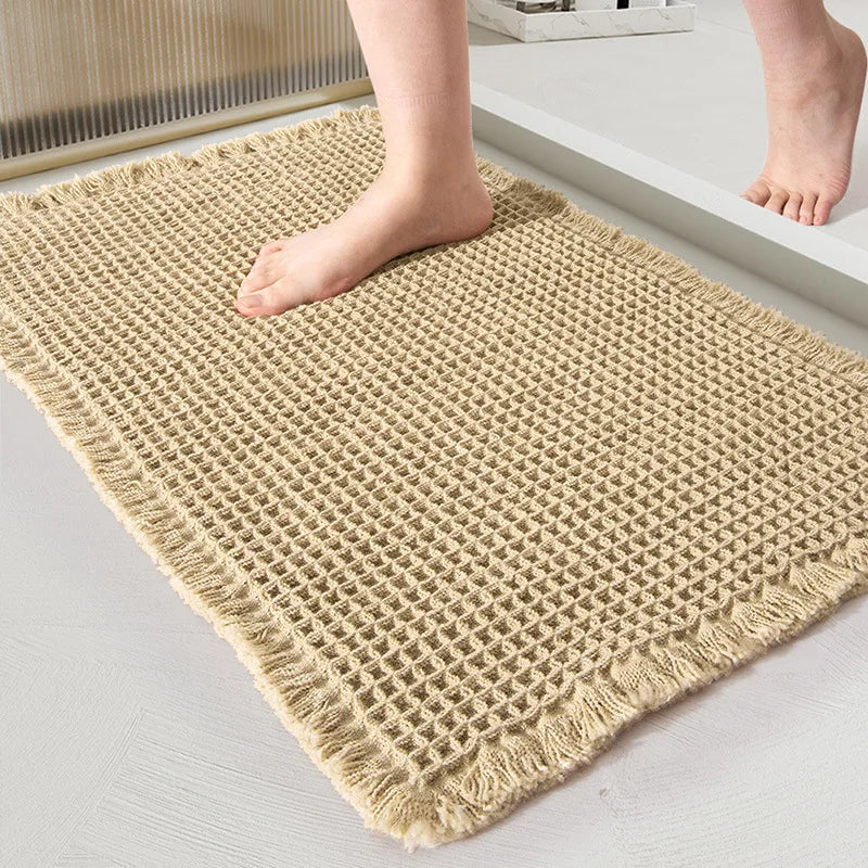 Absorbent Bathroom Carpet - Non-Slip Soft Bath Mat, Machine-Washable Doormat for Toilet & Bathtub