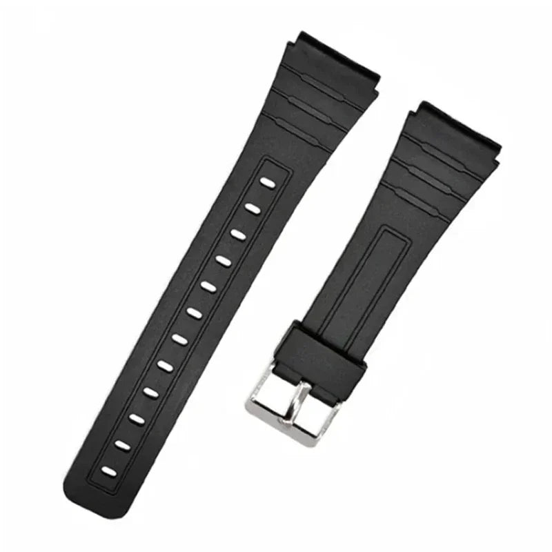 18mm Silicone Rubber Watch Strap for Casio - Soft Black Replacement Band for W800H, A158, A168, AE-1200, AE-1300, SGW-400, F91W, F84, F105W and F108W