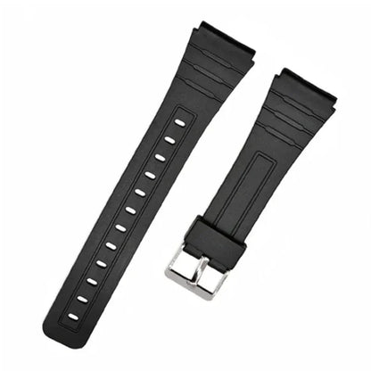 18mm Silicone Rubber Watch Strap for Casio - Soft Black Replacement Band for W800H, A158, A168, AE-1200, AE-1300, SGW-400, F91W, F84, F105W and F108W