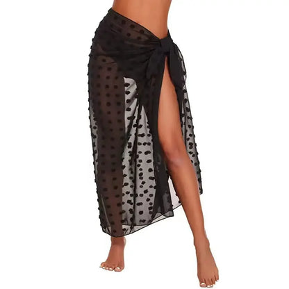 Women's Summer Sheer Sarong Cover-Up - Solid Chiffon Bikini Wrap Beach Skirt