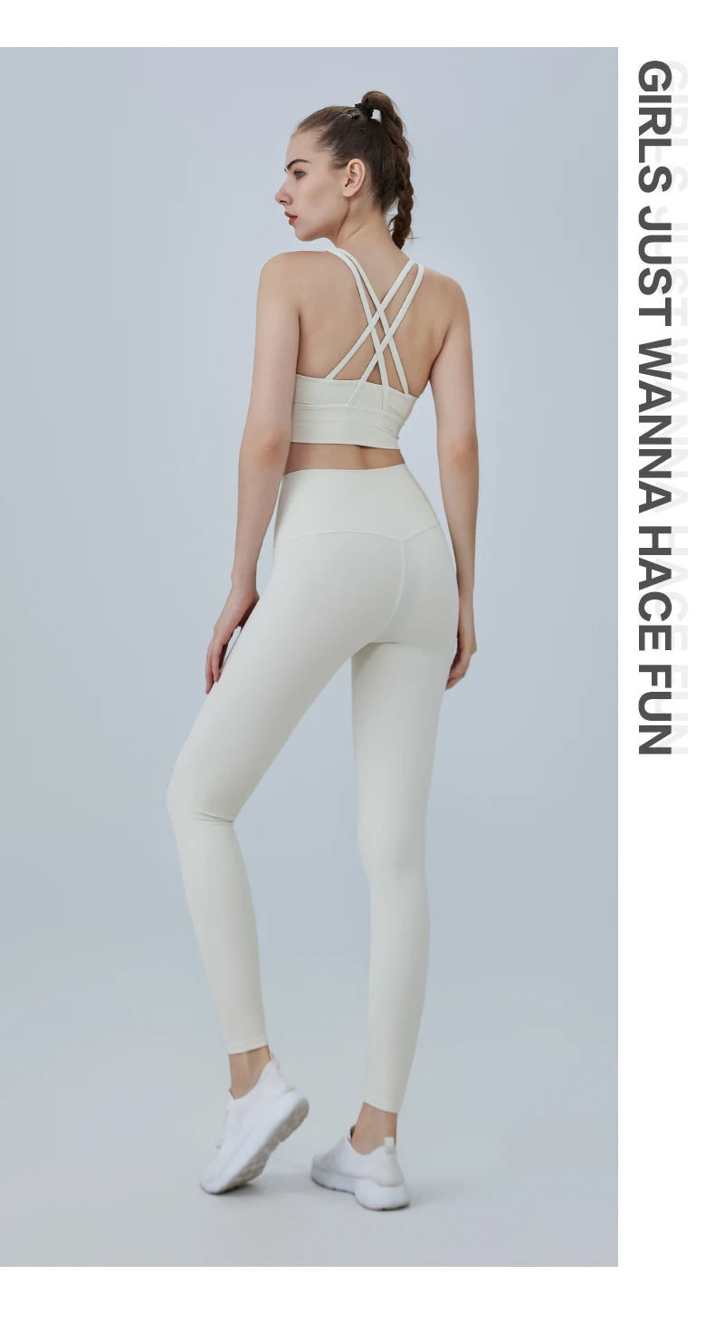2-Piece Women’s Yoga Tracksuit – Pilates Fitness Set with Push-Up Sports Bra & Leggings for Gym Workout