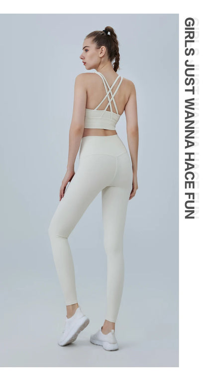 2-Piece Women’s Yoga Tracksuit – Pilates Fitness Set with Push-Up Sports Bra & Leggings for Gym Workout